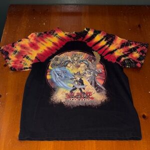 VTG Y2K Yugioh The Movie 1996 Red Yellow Tie Dye T Shirt Kids sz large